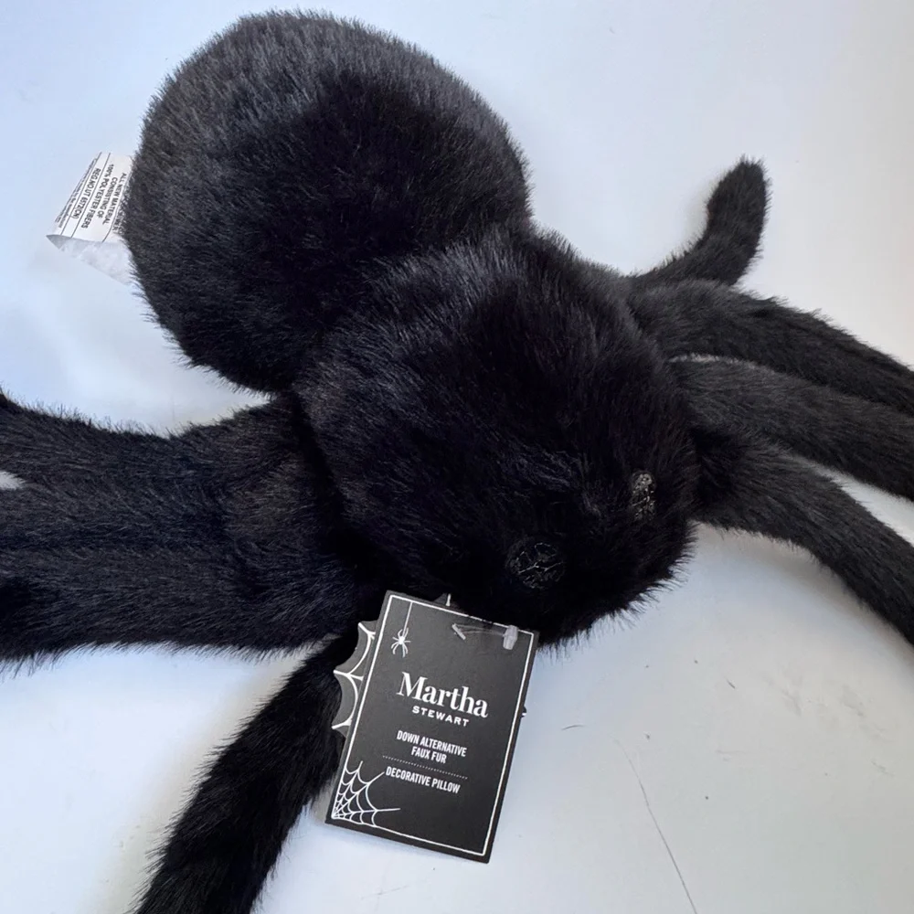 Martha Stewart Black Furry Spider Decorative Pillow